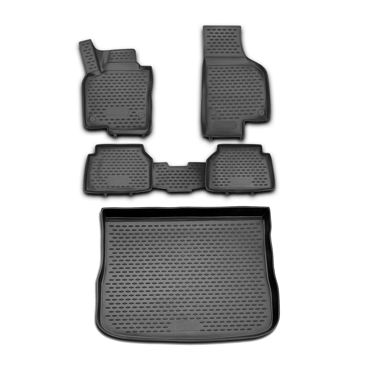 Volkswagen Tiguan Floor-Trunk Mats - Omac - 3D - Black - 2009-2017